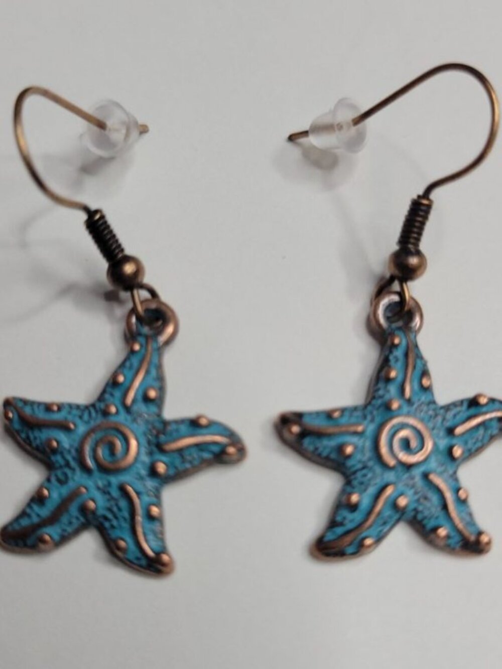 NWT Copper Patina Starfish Charm Earrings, Red Copper Color Hypoallergenic SW - Picture 3 of 3